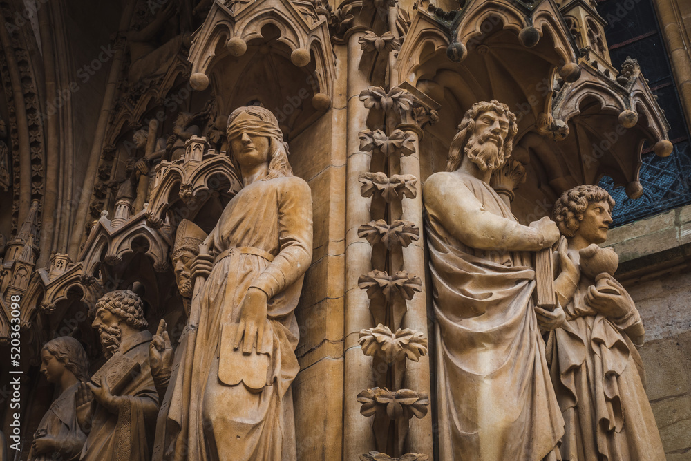 Details of the portal of the Virgin of Saint-Etienne Cathedral in Metz