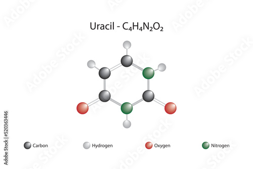 Molecular formula and chemical structure of uracil photo