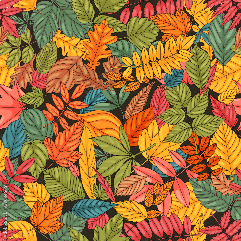 Fototapeta premium Autumn leaf seamless pattern.