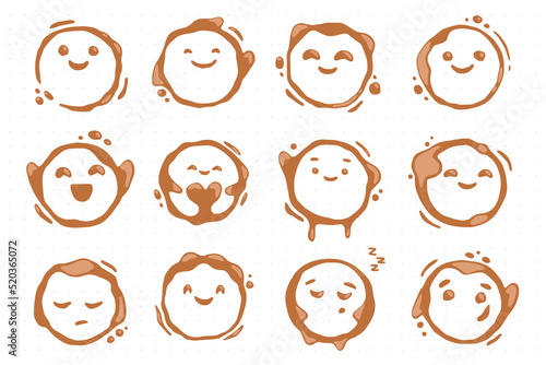 Coffee mug stain character collection.