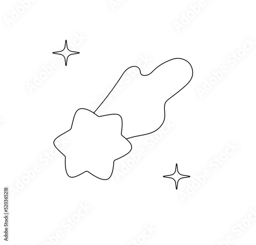 Vector isolated line stars set colorless black and white contour line drawing