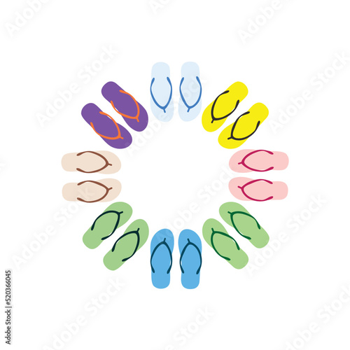 vector illustration of colorful circular sandals on a white background