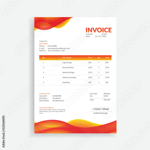 Modern Abstract Invoice Design  Template