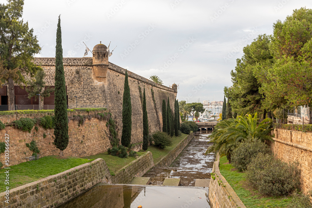 Palma de Mallorca, Spain. Walls and ramparts of the Baluard de Sant Pere (St Peter Bastion), a modern art and former fortress