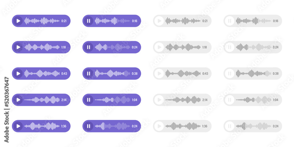 Voice, audio message, speech bubble. SMS text frame. Social media chat or messaging app conversation. Voice assistant, recorder. Sound wave pattern. Vector illustration