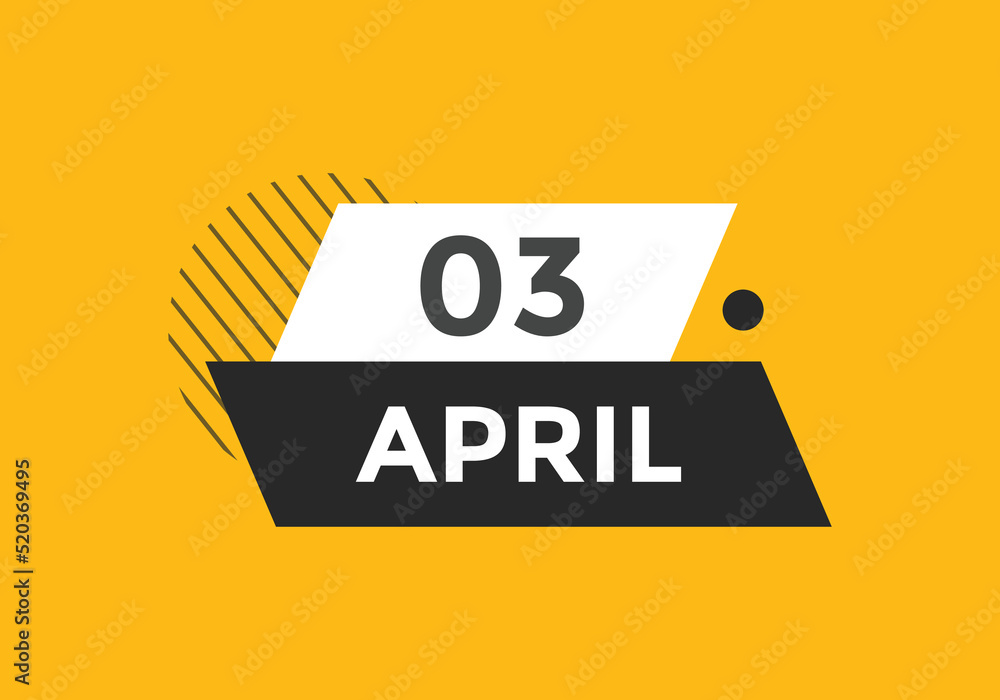 April 3 Calendar icon Design. Calendar Date 3rd April. Calendar template
April 3 Calendar icon Design. Calendar Date 3rd April. Calendar template