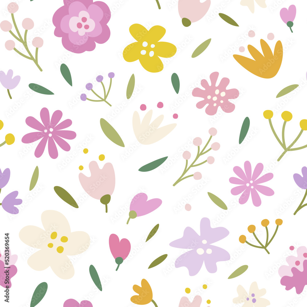 Cute floral pattern in seamless repeat on a light background