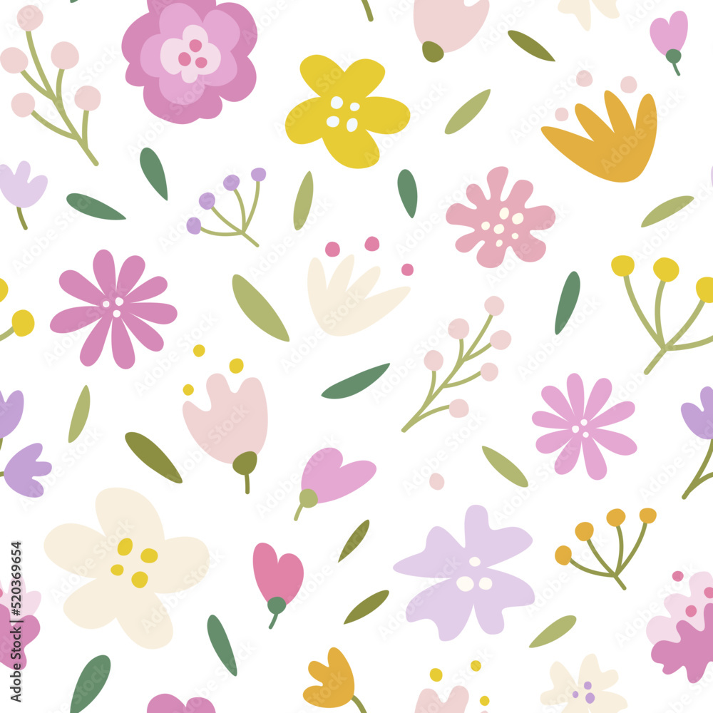 Cute floral pattern in seamless repeat on a light background Cute floral pattern in seamless repeat on a light background