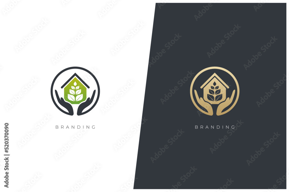 Green House Nature And Environment Vector Logo Concept Design