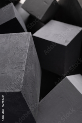 Heap of concrete cube as abstract background. Cement blocks creative construction concept