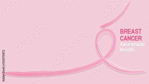 Breast Cancer Awareness Month banner background with brush line and copyspace, Vector illustration