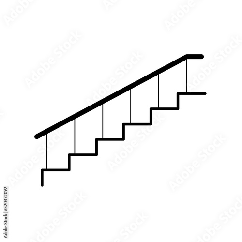 Stairs with handrail vector icon symbol isolated on white background