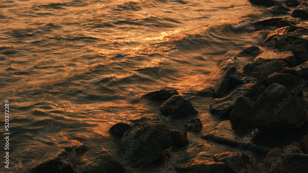 sunset luminated glowing water waves sunset luminated glowing water waves