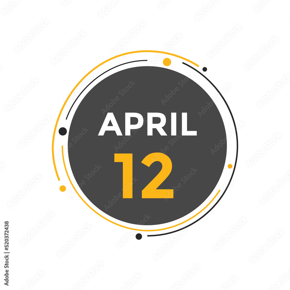 April 12 calendar reminder. 12th April daily calendar icon template. Vector illustration
April 12 calendar reminder. 12th April daily calendar icon template. Vector illustration