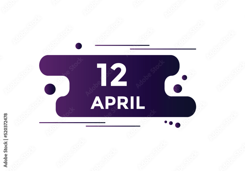 April 12 calendar reminder. 12th April daily calendar icon template. Vector illustration
April 12 calendar reminder. 12th April daily calendar icon template. Vector illustration