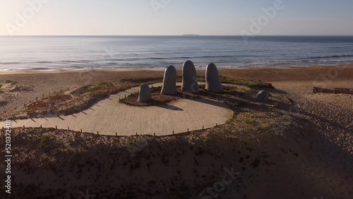 La Mano in Punta del Este Uruguay at sunrise.