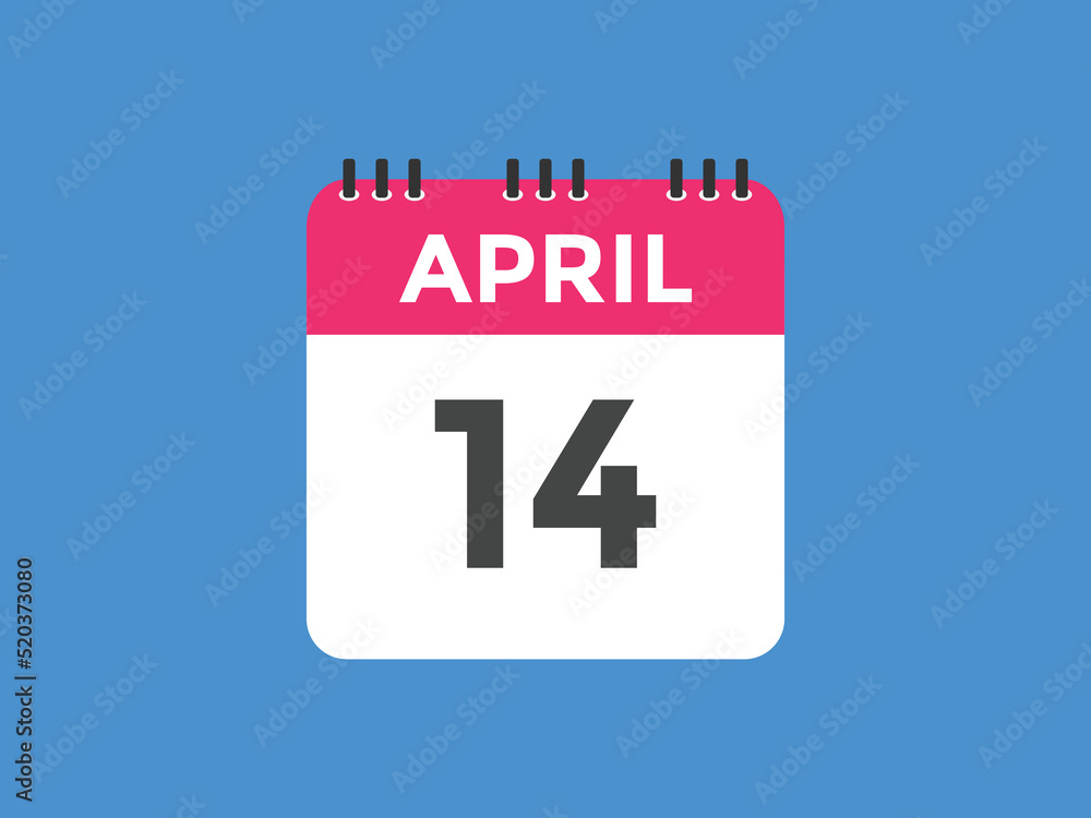 April 14 calendar reminder. 14th April daily calendar icon template. Vector illustration
April 14 calendar reminder. 14th April daily calendar icon template. Vector illustration