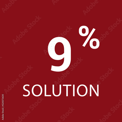 9% solution. Vector illustration isolated on white.