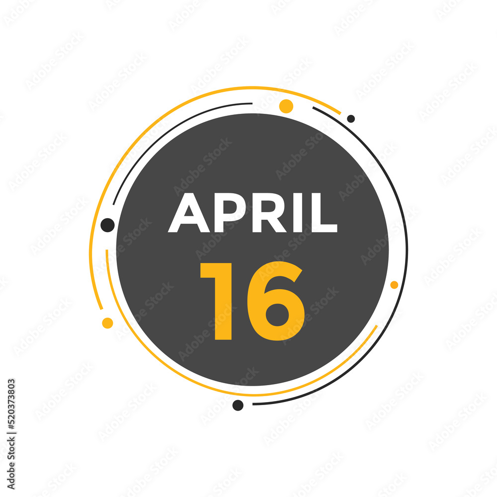 April 16 calendar reminder. 16th April daily calendar icon template. Vector illustration
April 16 calendar reminder. 16th April daily calendar icon template. Vector illustration