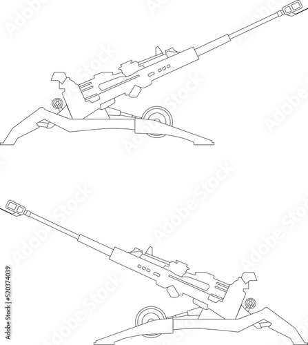 Vászonkép howitzer icon. army artillery system. isolated vector image