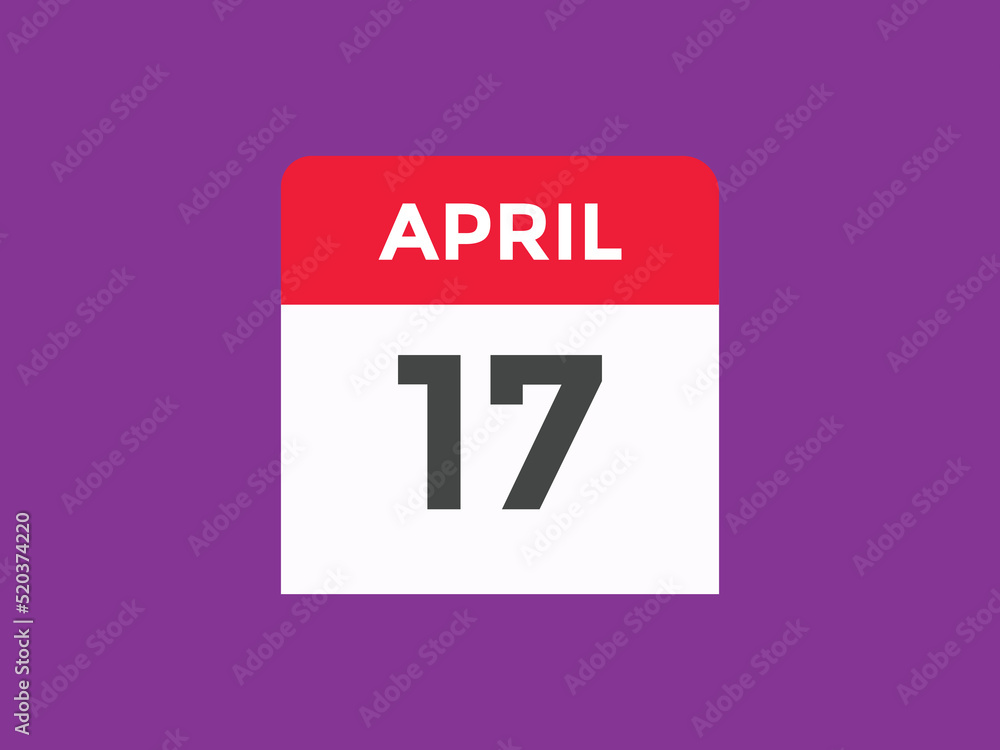 April 17 Calendar icon Design. Calendar Date 17th April. Calendar template
April 17 Calendar icon Design. Calendar Date 17th April. Calendar template