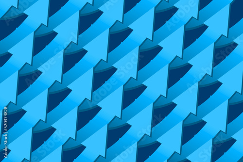 Blue background with uprising arrows. Cyan arrows up direction, abstract, 3D rendering background vector illustration.