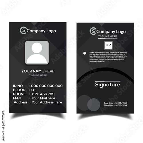 Creative Modern black ID Card Template with Orange Details