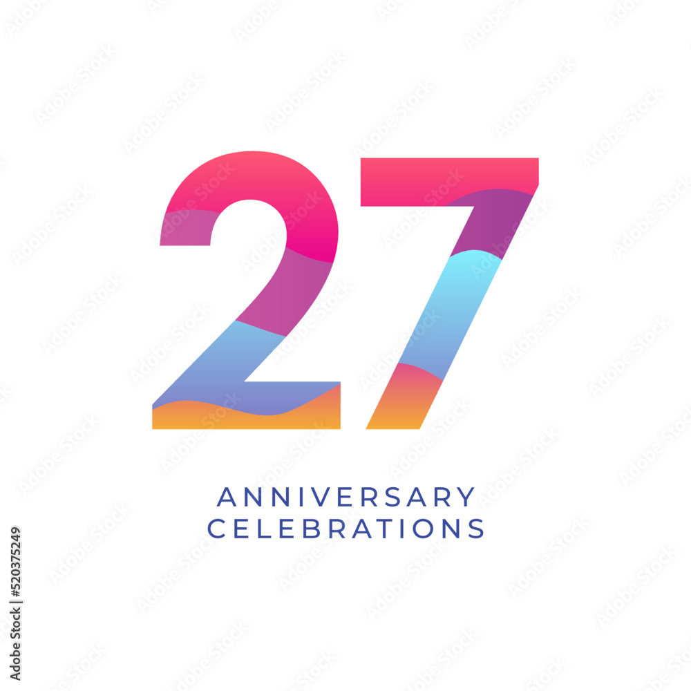 27 year anniversary design template. vector template illustration