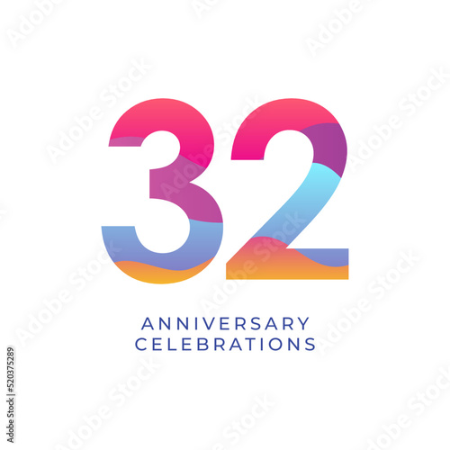 32 year anniversary design template. vector template illustration