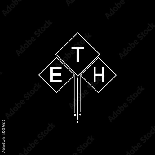 ETH letter logo design with white background in illustrator, ETH vector logo modern alphabet font overlap style.
