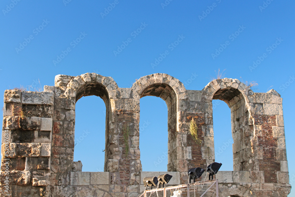 Arches of Odeon of Herodes Atticus from Acropolis, Athens, Greece