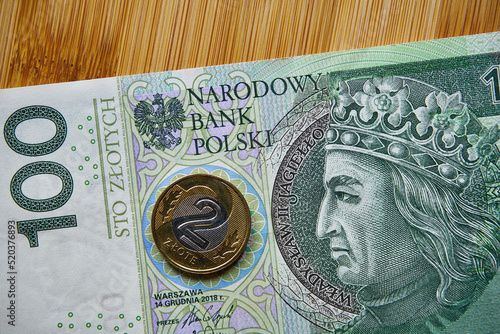polski banknot i polska moneta 