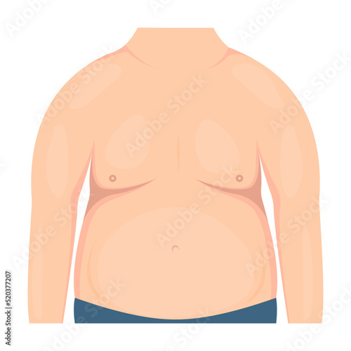 Vector illustration of slimming genetic problems. Human body obesity with weight loss disorders