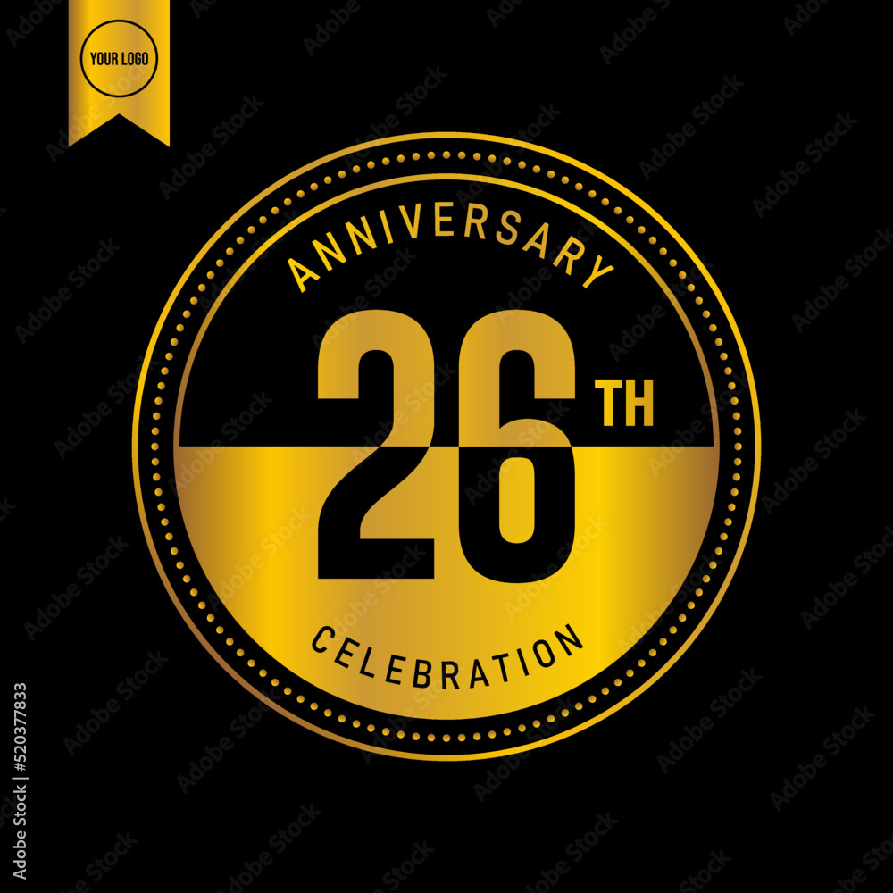 26 year anniversary design template. vector template illustration