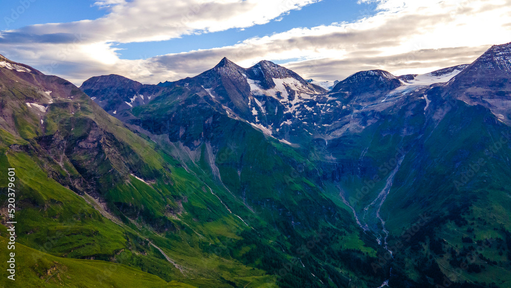 Central Eastern Alps - Austria-panorama view with the most beautiful alpine road in Austria-Großglockner