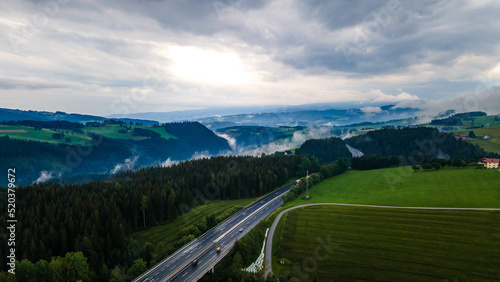 Aerial View of Cloudy Viena Road