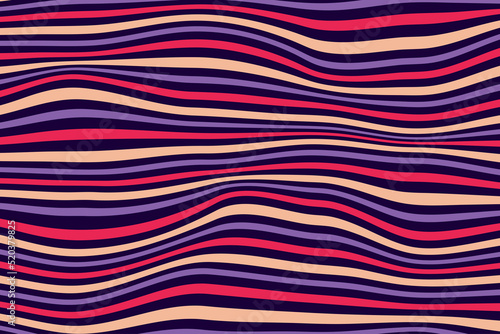 Horizontal wavy lines in blue, purple, red and yellow colors. Abstract wave pattern background in vibrant colors. © Gexam
