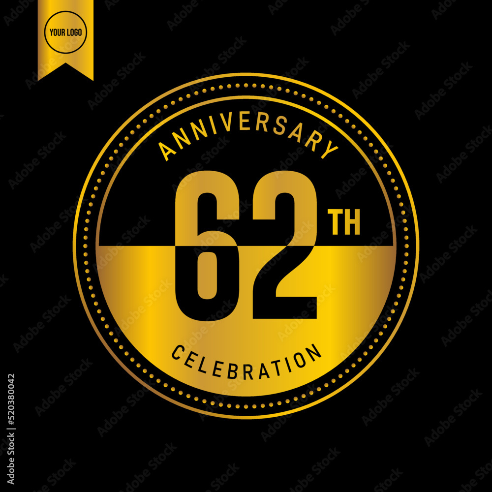 62 year anniversary design template. vector template illustration
