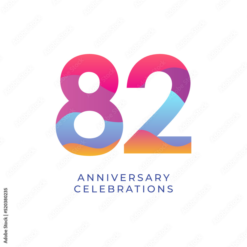 Fototapeta premium 82 year anniversary design template. vector template illustration