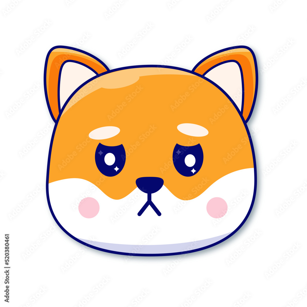 Fototapeta premium Shiba inu akita inu sticker Cute dog orange Sad dog
