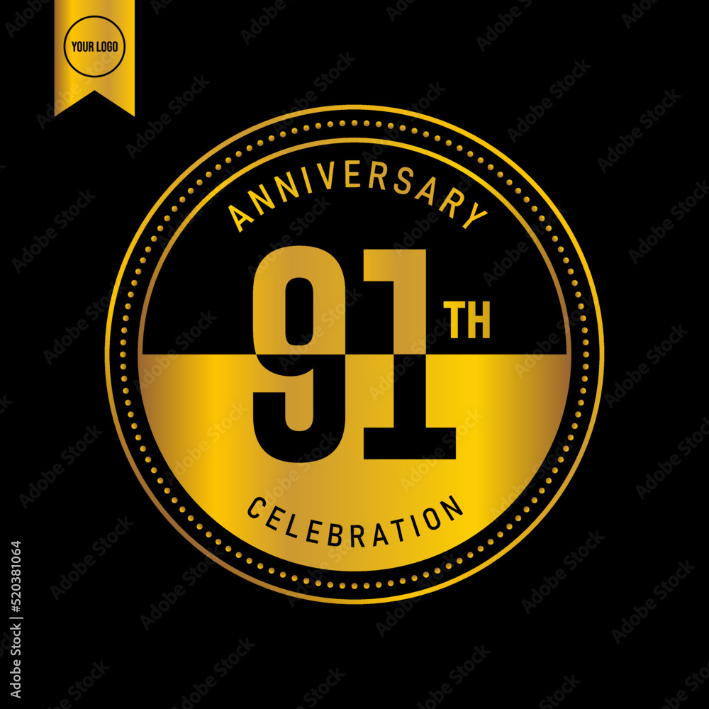 91 year anniversary design template. vector template illustration