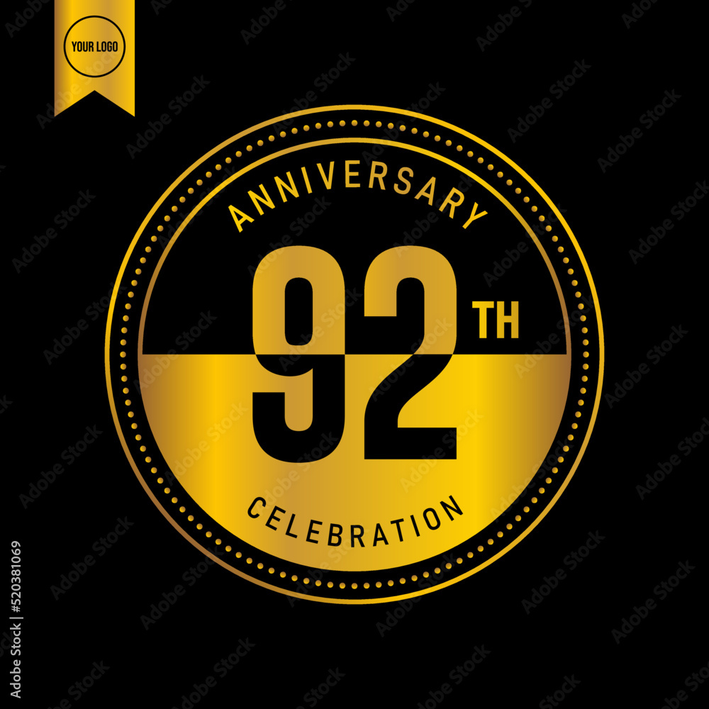 92 year anniversary design template. vector template illustration