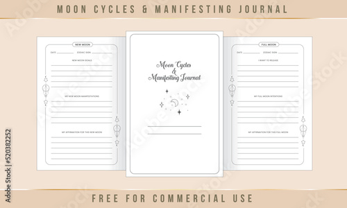 Moon Cycles and Manifesting Journal kdp Interior Design