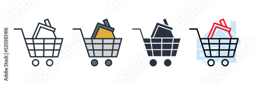 House Shopping icon logo vector illustration. purchase. shopping cart with house symbol template for graphic and web design collection