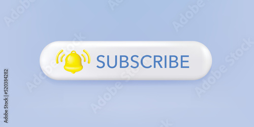 3d subscribe bar with bell button isolated