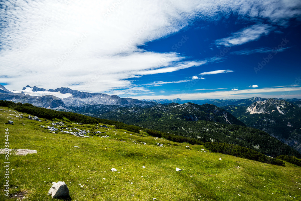 Fototapeta premium View to Dachstein from the west, Upper Austria-Styria, Austria