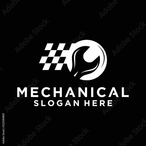 Mechanic logo vehicle and industrial engine repair logo design templates vector illustrations