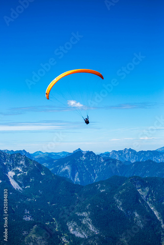 skydiving in Schafberg by Sankt Wolfgang im Salzkammergut, Austria, perfect sky