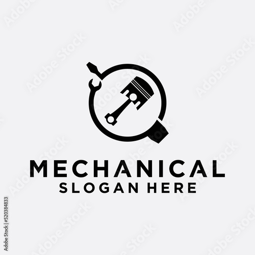 Mechanic logo vehicle and industrial engine repair logo design templates vector illustrations