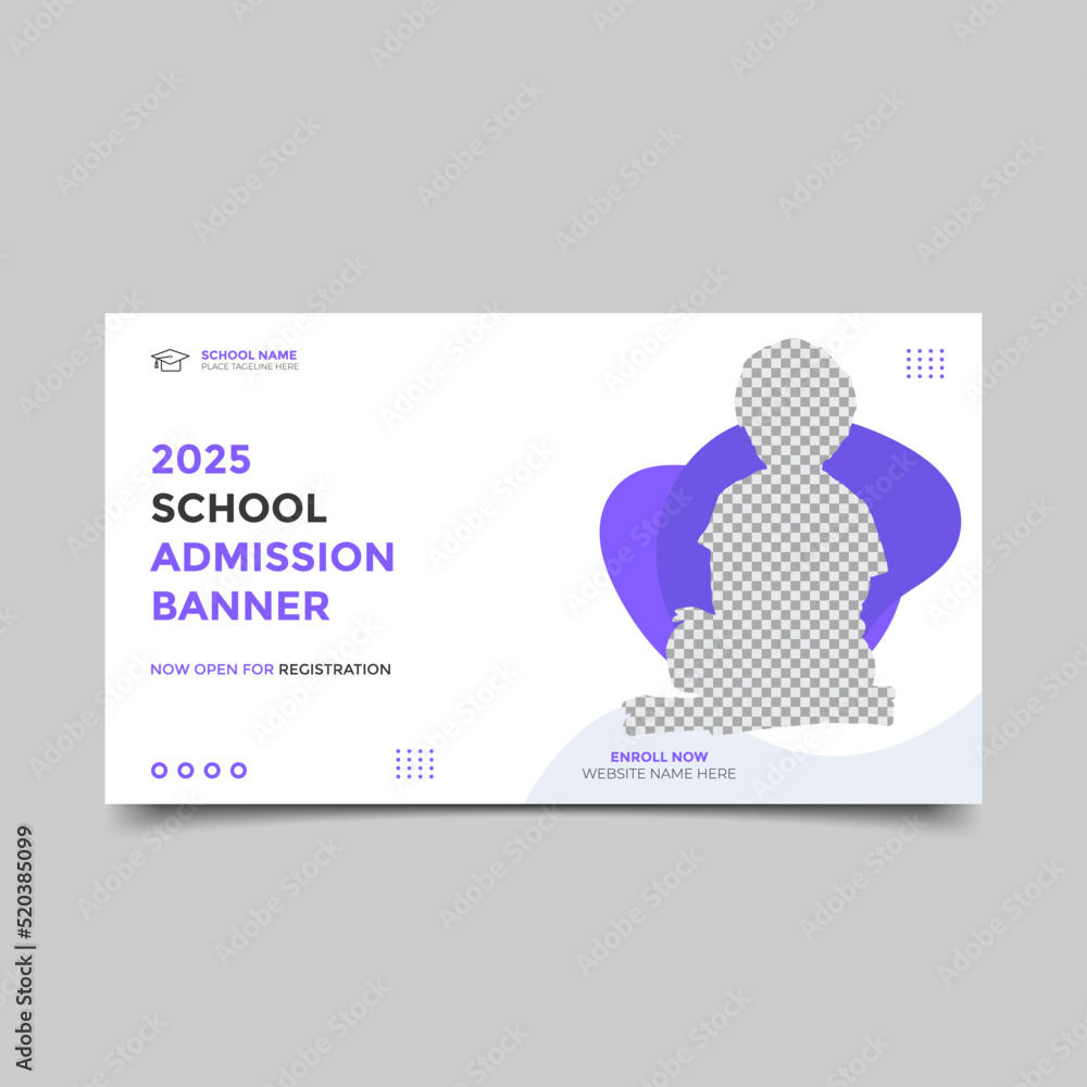 Creative School admission horizontal web banner template for junior and senior high school Creative School admission horizontal web banner template for junior and senior high school